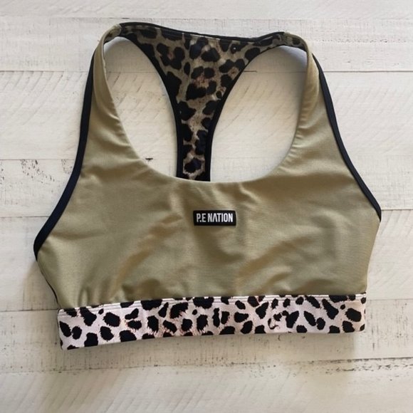 PE Nation Olive, Black and Cheetah Sport Bra - Picture 1 of 3